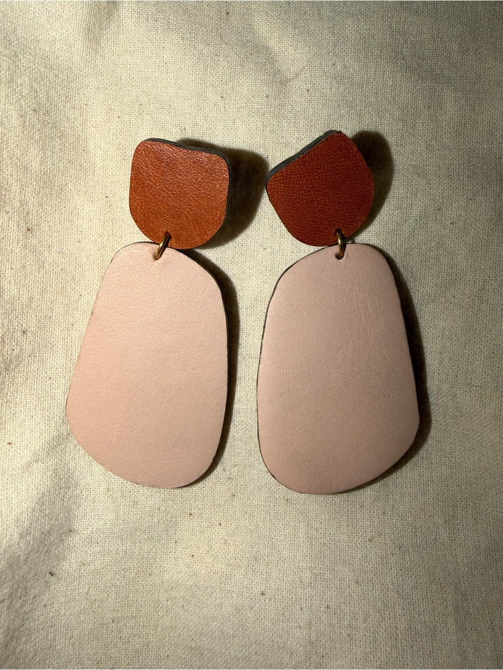 Noonday Collection Minimalist Pink and Brown leather earrings - Women Jewelry